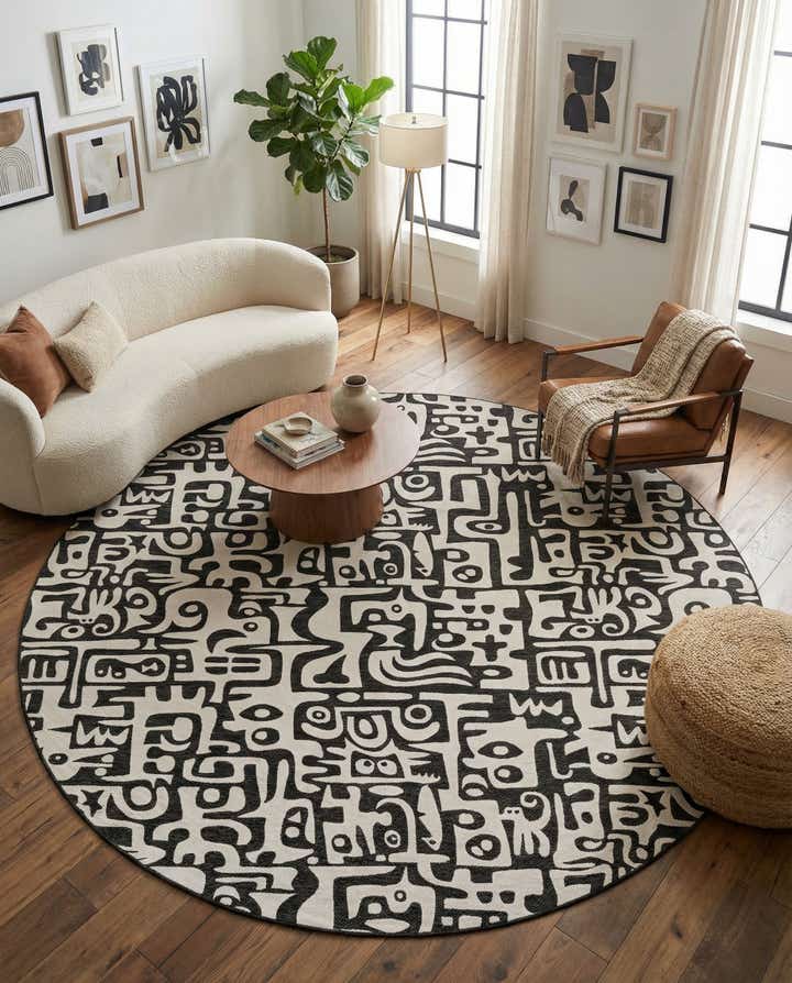 13' x 13' Easy-Clean Modern Indoor / Outdoor Round Rug