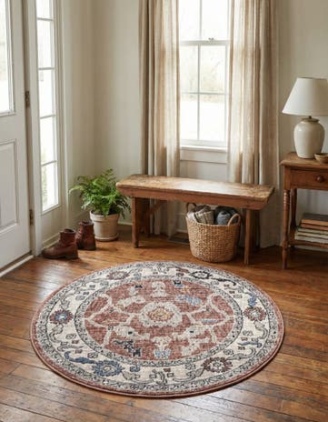 Dusty Rose Eco Traditional Round Rug