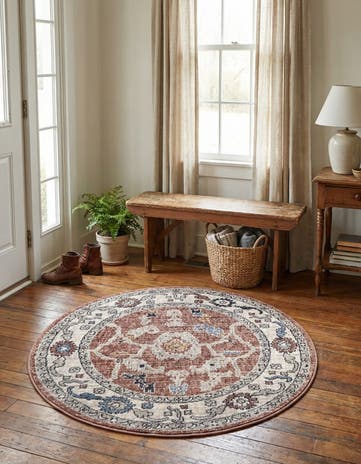 Dusty Rose Eco Traditional Round Rug