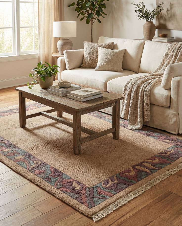 Detail image of 3' 11 x 5' 9 Hand Knotted Tibet Wool Rug