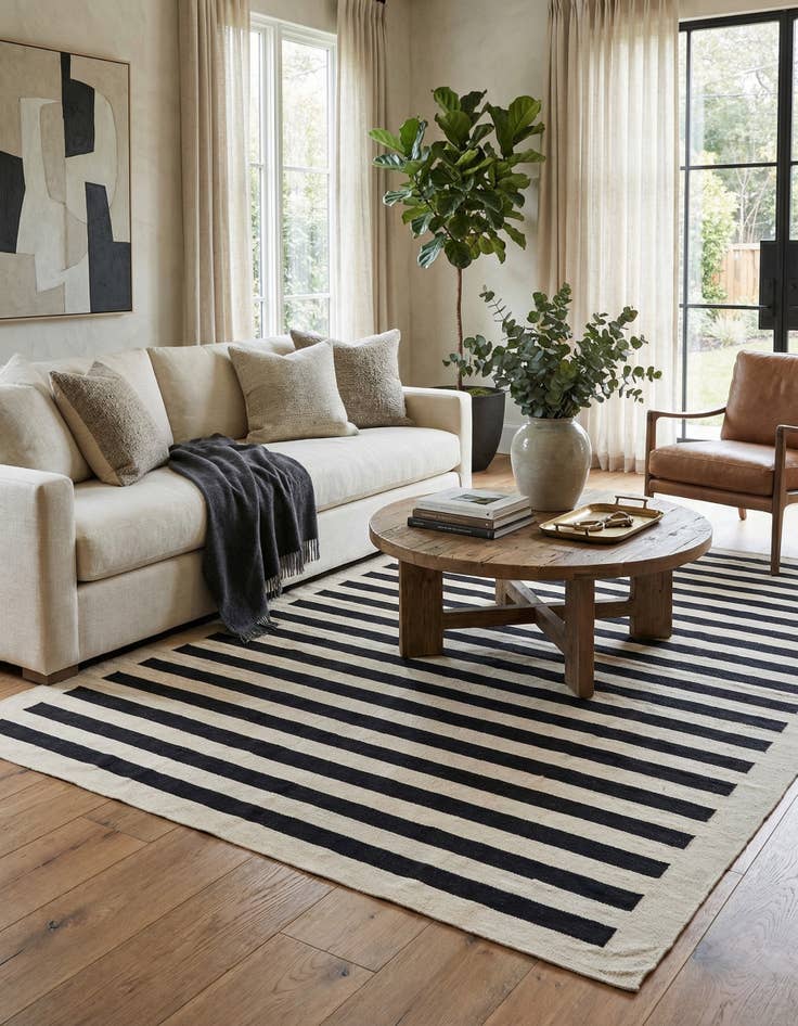 Detail image of 6' 7 x 9' 9  Hand Woven Kilim Modern Wool Rug