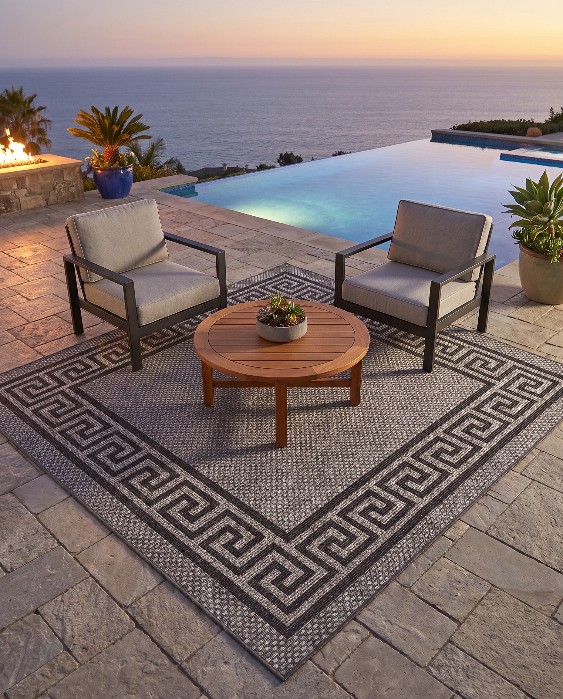6' x 6' Easy-Clean Border Indoor / Outdoor Square Rug