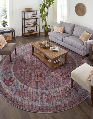Rust Red and Brown Nostalgia Round Rug