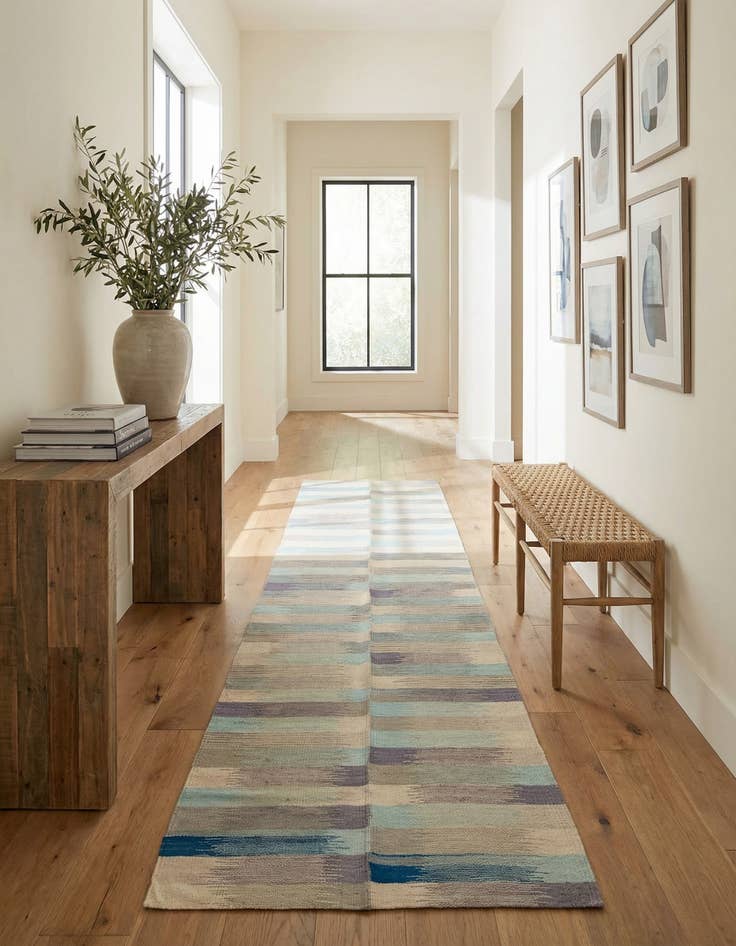 Detail image of 2' 4 x 9' 7 Hand Woven Kilim Modern Wool Runner Rug