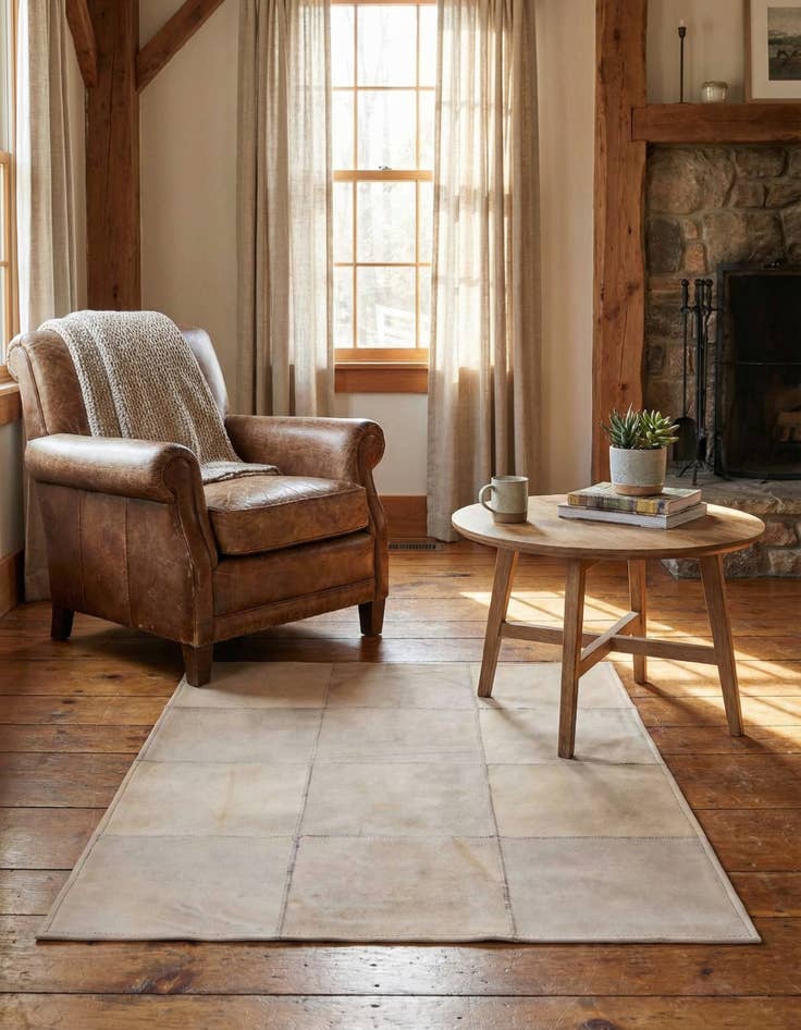 Detail image of  2' 1 x 3' 1 Cowhide Leather Rug