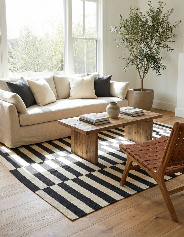 Detail image of 4' x 5' 8  Hand Woven Kilim Modern Wool Rug