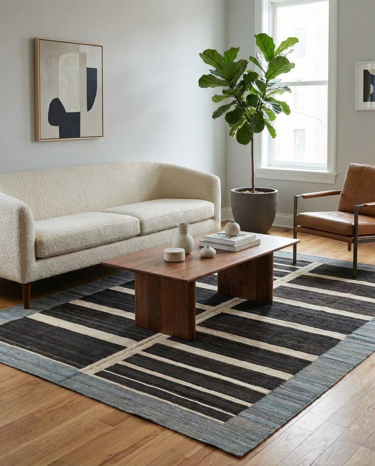 Detail image of 5' x 6' 4 Hand Woven Kilim Modern Wool Rug