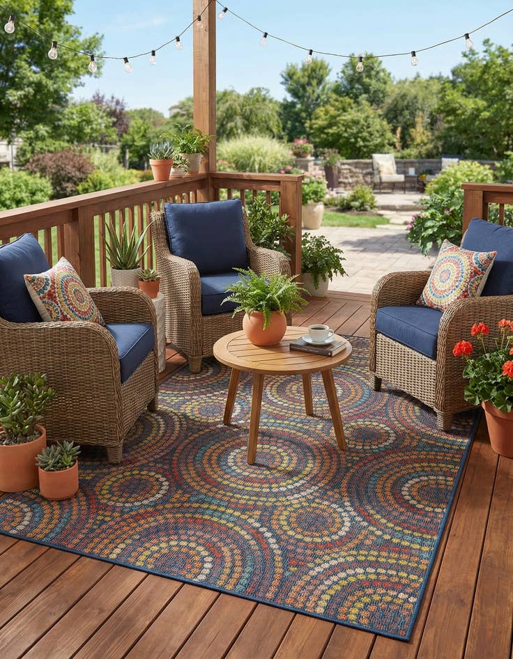 Detail image of 5' 3 x 8'  Washable Baja Indoor / Outdoor Rug