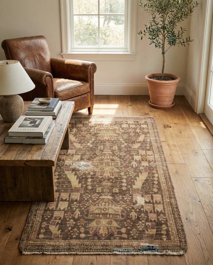 Detail image of 3' 5 x 6' 5 Hand Knotted Ultra Vintage Persian Wool Rug