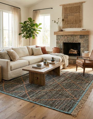 8' x 10' 4 Hand Knotted Moroccan Wool Rug