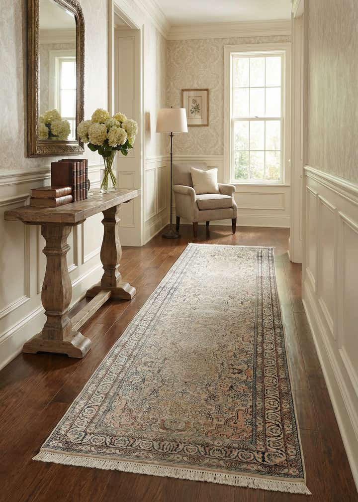 2' 4 x 10' 8 Hand Knotted Kashmir Oriental Wool Runner Rug