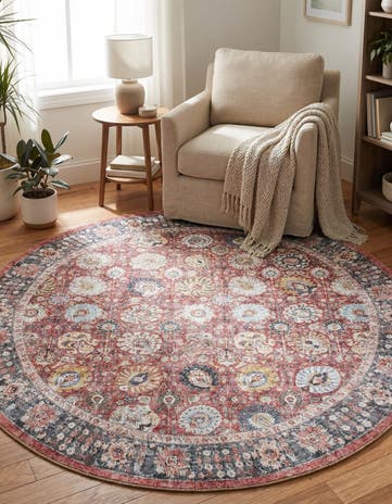 7' 10 x 7' 10 Washable Timeless Round Rug