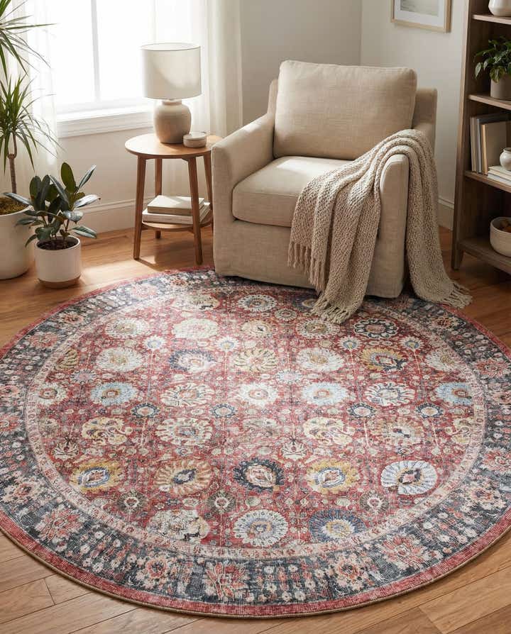 7' 10 x 7' 10 Washable Timeless Round Rug