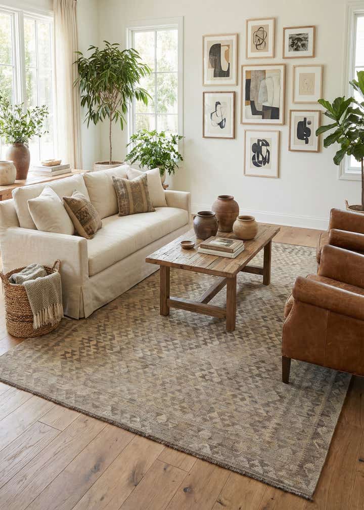 7' 1 x 10' 5 Hand Woven Kilim Maymana Wool Rug