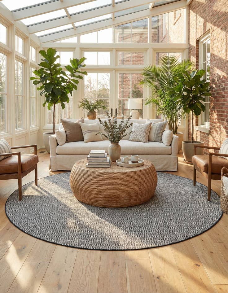 Detail image of 12' x 12'  Washable Trellis Indoor / Outdoor Round Rug