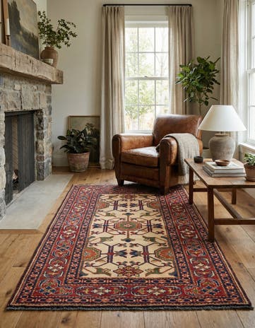 3' x 4' 11 Hand Knotted Kazak Wool Rug