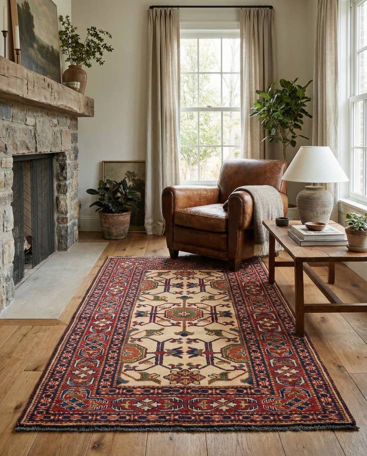 Detail image of 3' x 4' 11 Hand Knotted Kazak Wool Rug
