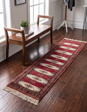 1' x 4' 10 Hand Knotted Bokhara Oriental Wool Runner Rug