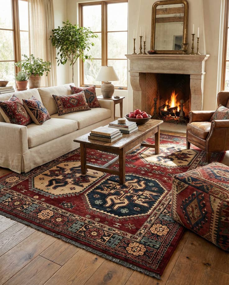 Detail image of 6' 9 x 10' 3 Hand Knotted Kazak Wool Rug