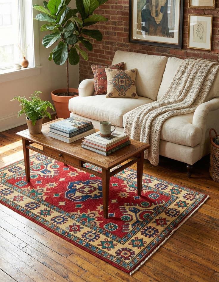 Detail image of 2' 8 x 4' 1  Hand Knotted Kazak Rug