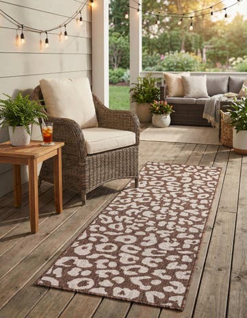 Brown Easy-Clean Safari Indoor / Outdoor Runner Rug