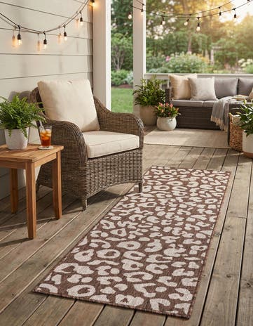 Brown Easy-Clean Safari Indoor / Outdoor Runner Rug
