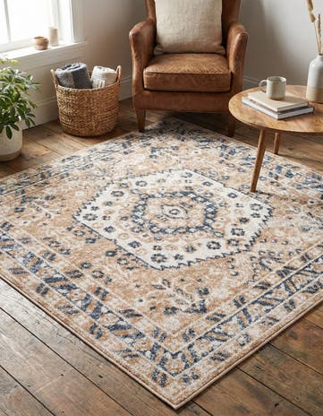 Beige Oxford Square Rug