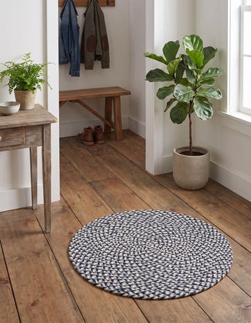 2' x 2' Handmade Tweed Braided Jute Round Rug