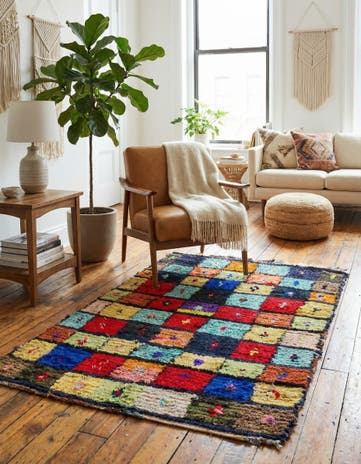 3' 9 x 5' 7 Hand Knotted Moroccan Wool Rug