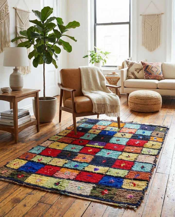 3' 9 x 5' 7 Hand Knotted Moroccan Wool Rug