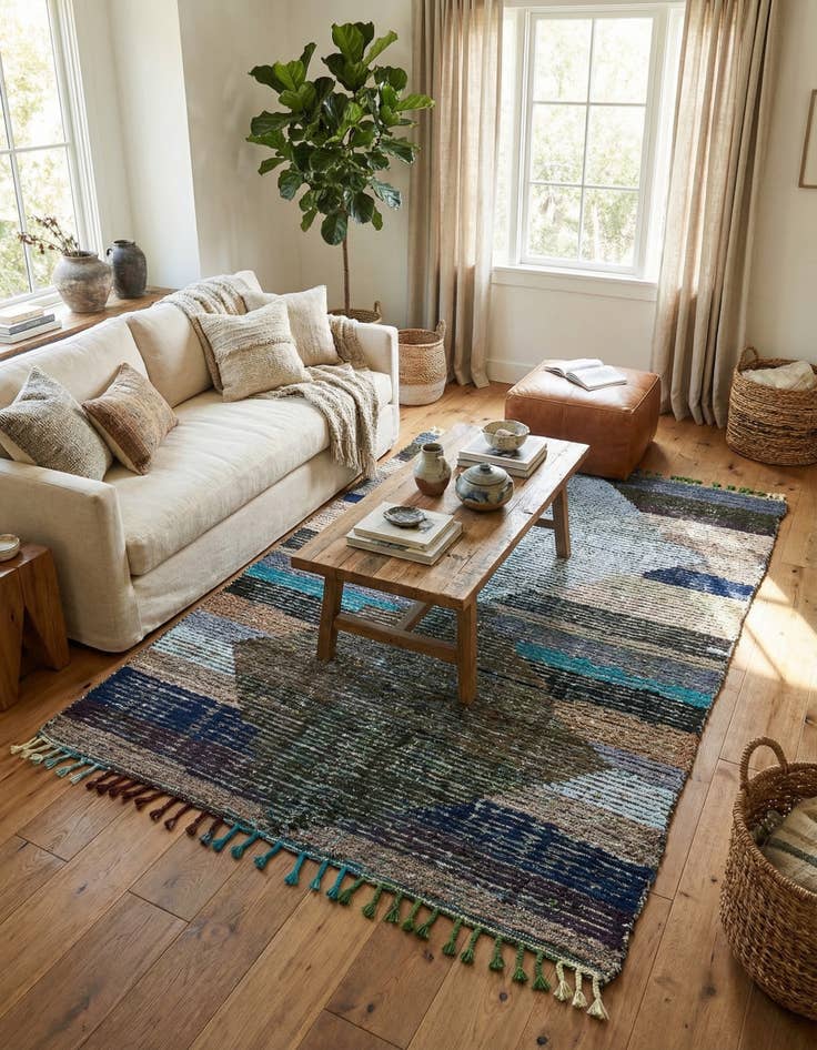 Detail image of 5' 8 x 8' 3  Hand Knotted Moroccan Wool Rug