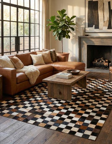 5' 1 x 8' Cowhide Leather Rug