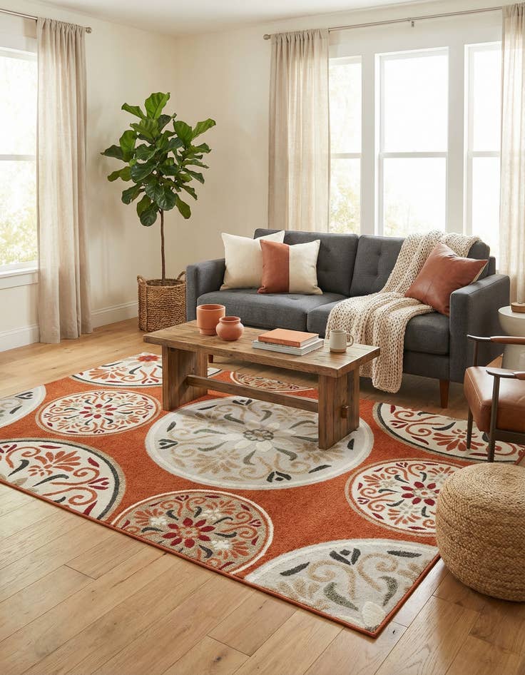 Detail image of 6' x 9'  Washable Modern Indoor / Outdoor Rug