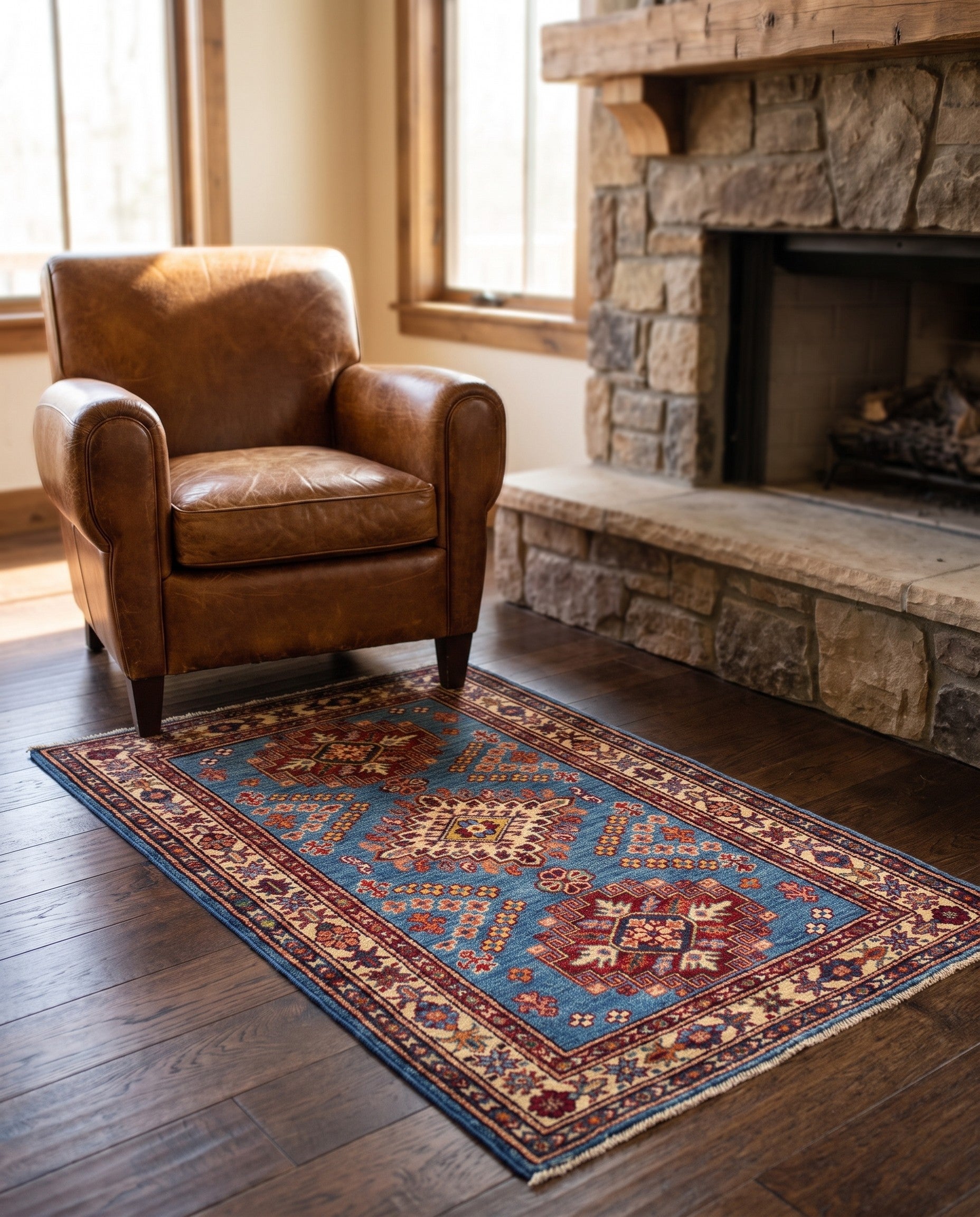 2' 7 x 4' Hand Knotted Kazak Rug