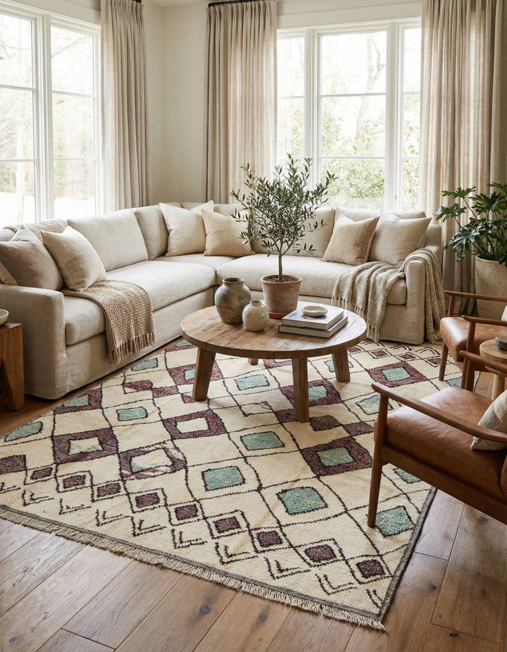 Detail image of 7' 11 x 10' 5  Hand Knotted Moroccan Wool Rug