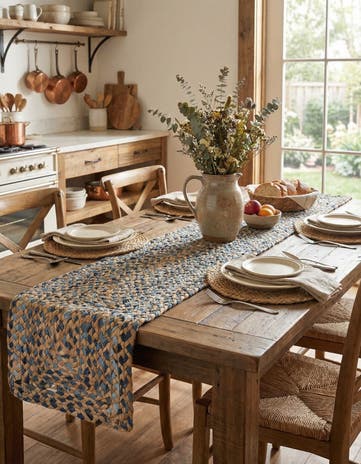 1' 2 x 4' 1 Handmade Braided Chindi Table Runner Rug