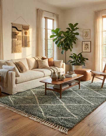 6' 2 x 9' 6 Hand Knotted Moroccan Wool Rug