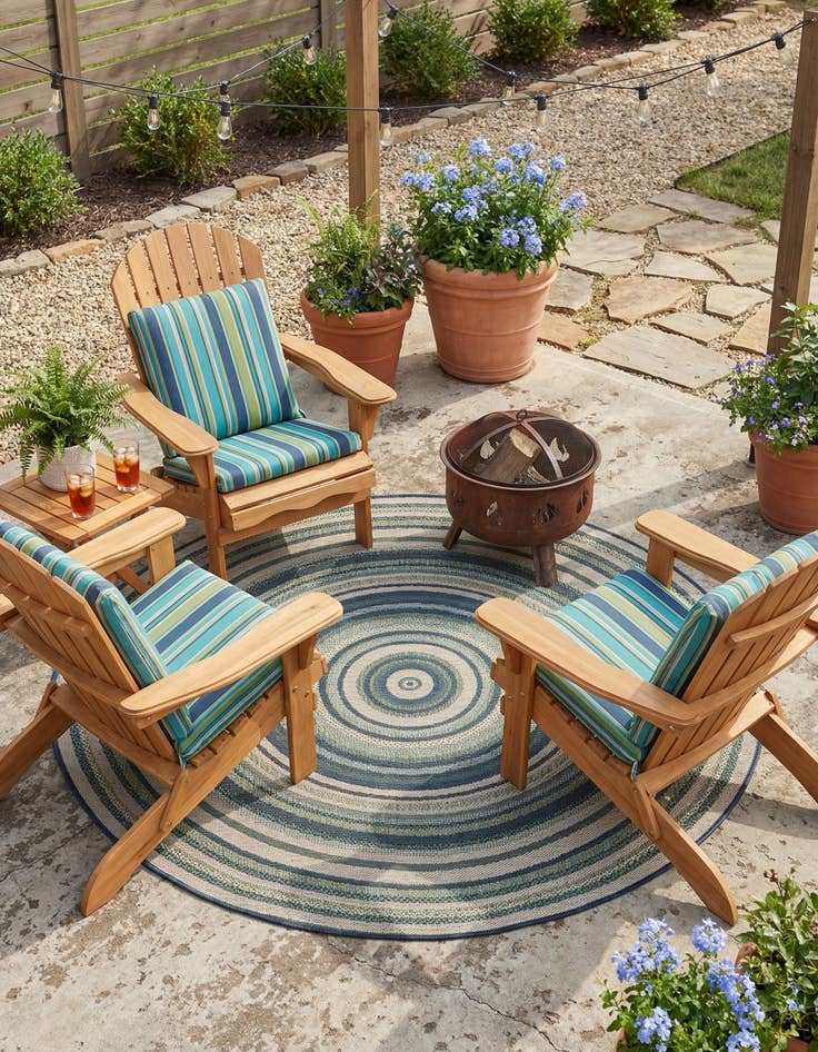 Detail image of 7' x 7'  Washable Baja Indoor / Outdoor Round Rug