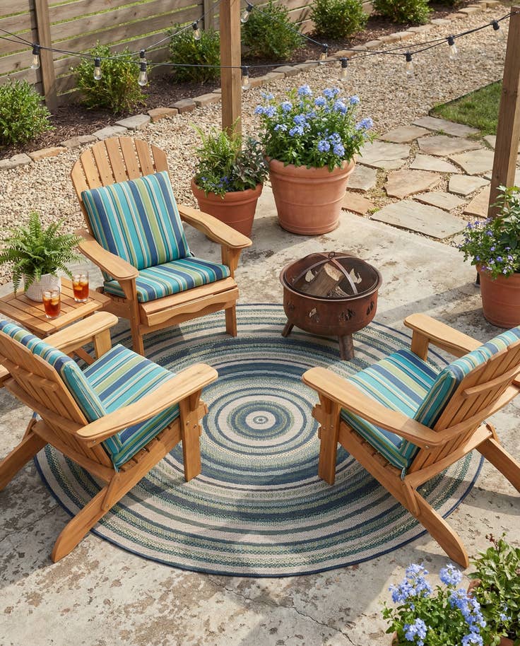 Detail image of 7' x 7' Easy-Clean Baja Indoor / Outdoor Round Rug