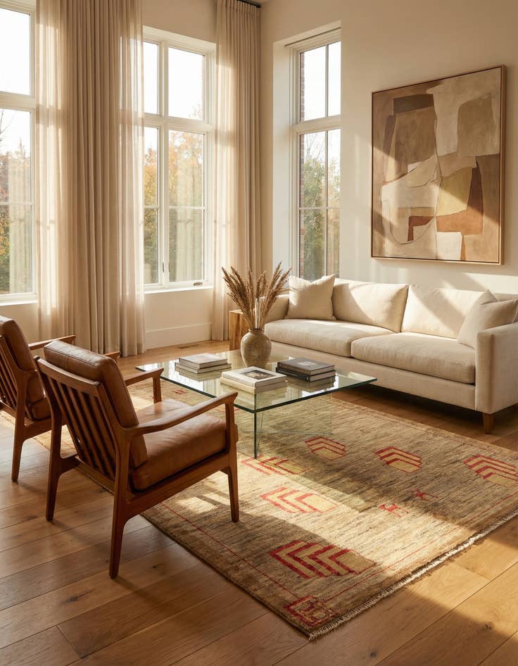 Detail image of 4' x 6'  Hand Knotted Modern Ziegler Rug