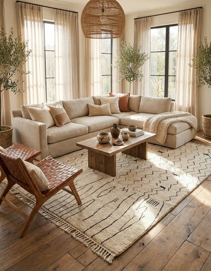 Detail image of 10' x 14' 6  Hand Knotted Moroccan Wool Rug