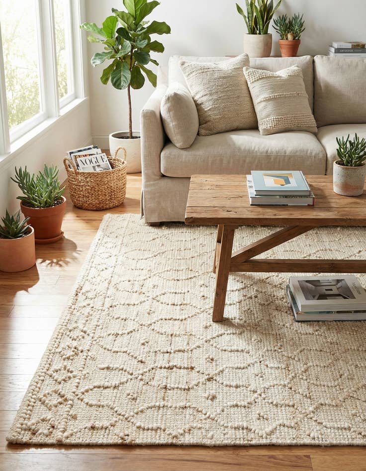 Detail image of  4' 1 x 6' 1  Hand Woven Larsa Jute Rug