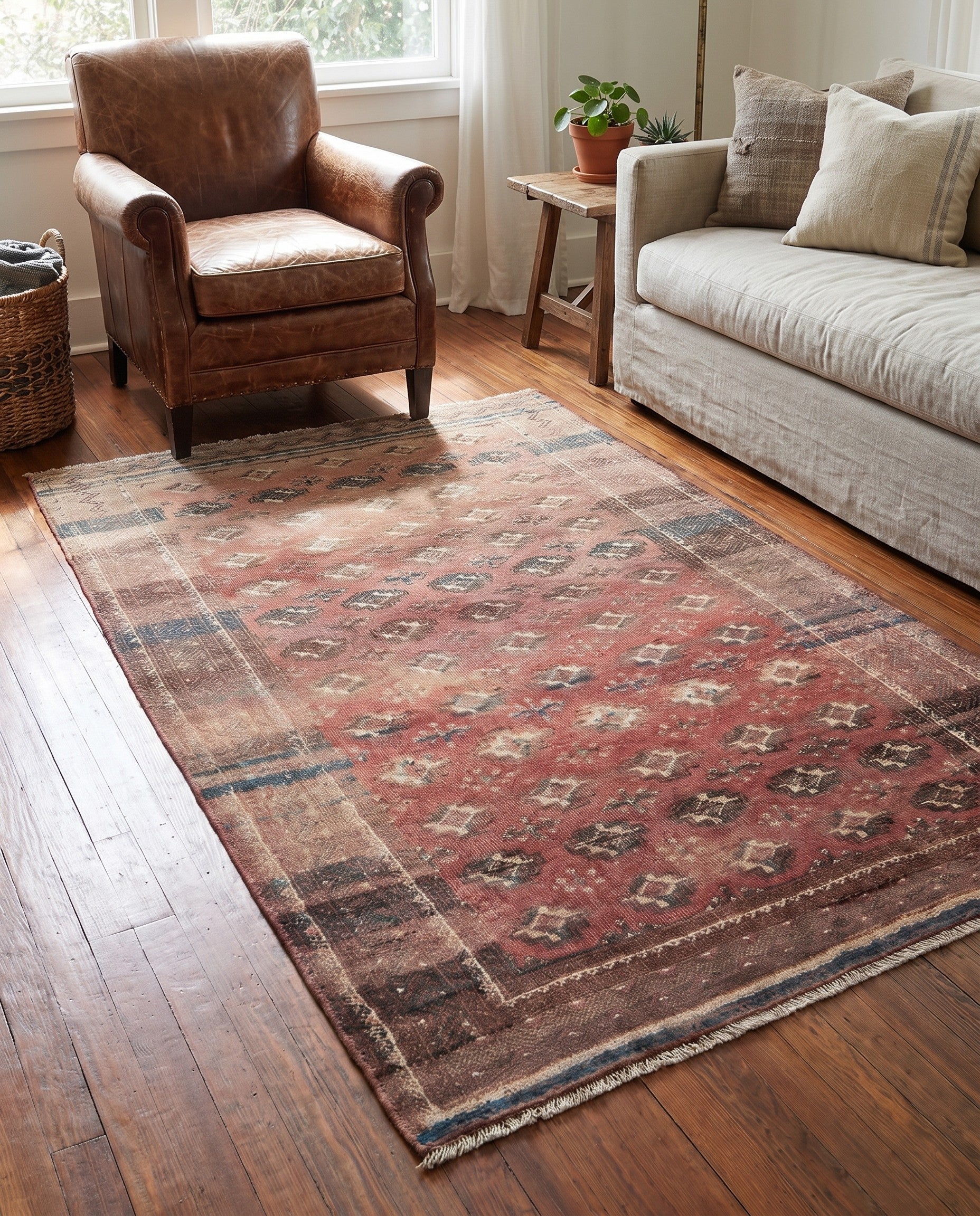 3' 9 x 6' 5 Hand Knotted Ultra Vintage Persian Wool Rug