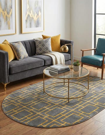 Gray Gold Marilyn Monroe™ Glam Deco Oval Rug