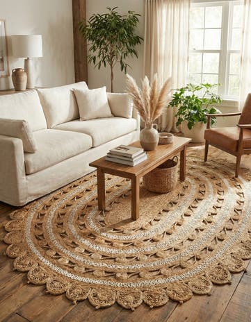 7' 10 x 10' Handmade Braided Jute Oval Rug