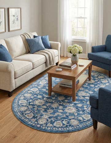 Blue Boston Oval Rug