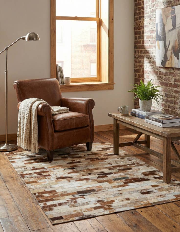 Detail image of  2' 1 x 3' Cowhide Leather Rug