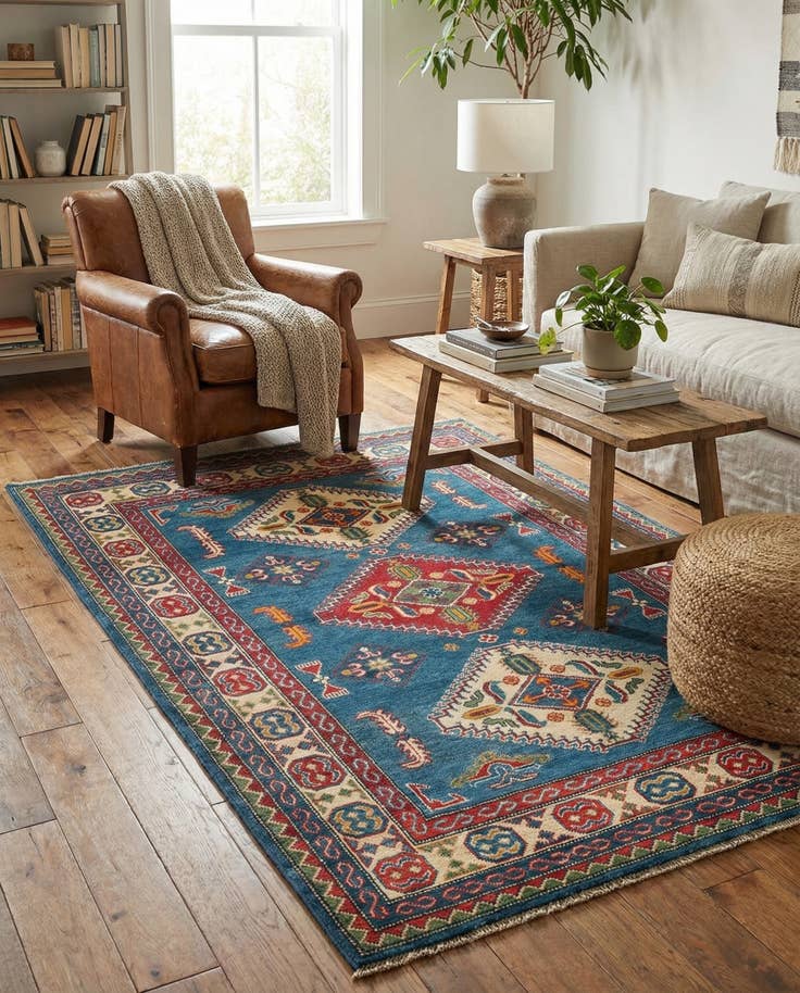 Detail image of 4' 1 x 6' 2 Hand Knotted Kazak Rug