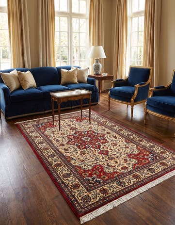 4' 10 x 7' 3 Hand Knotted Qom Persian Rug
