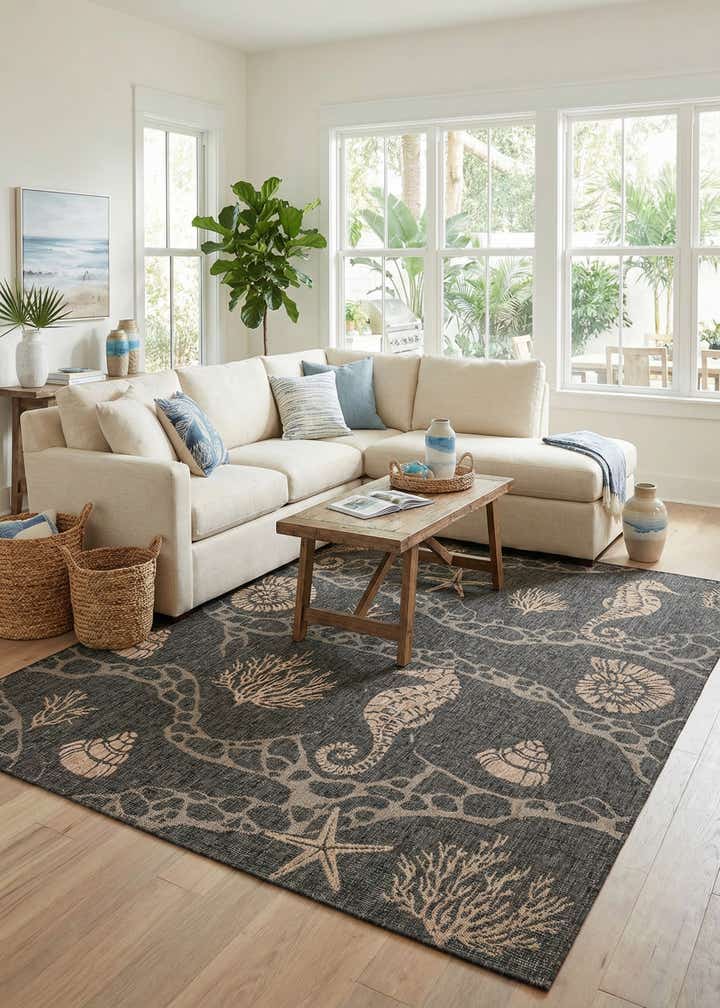 7' 10 x 10' Easy-Clean Coastal Indoor / Outdoor Rug